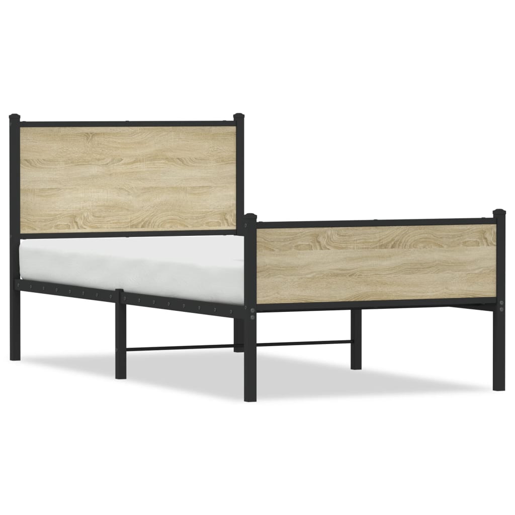 Sängram utan madrass metall sonoma-ek 100x200 cm