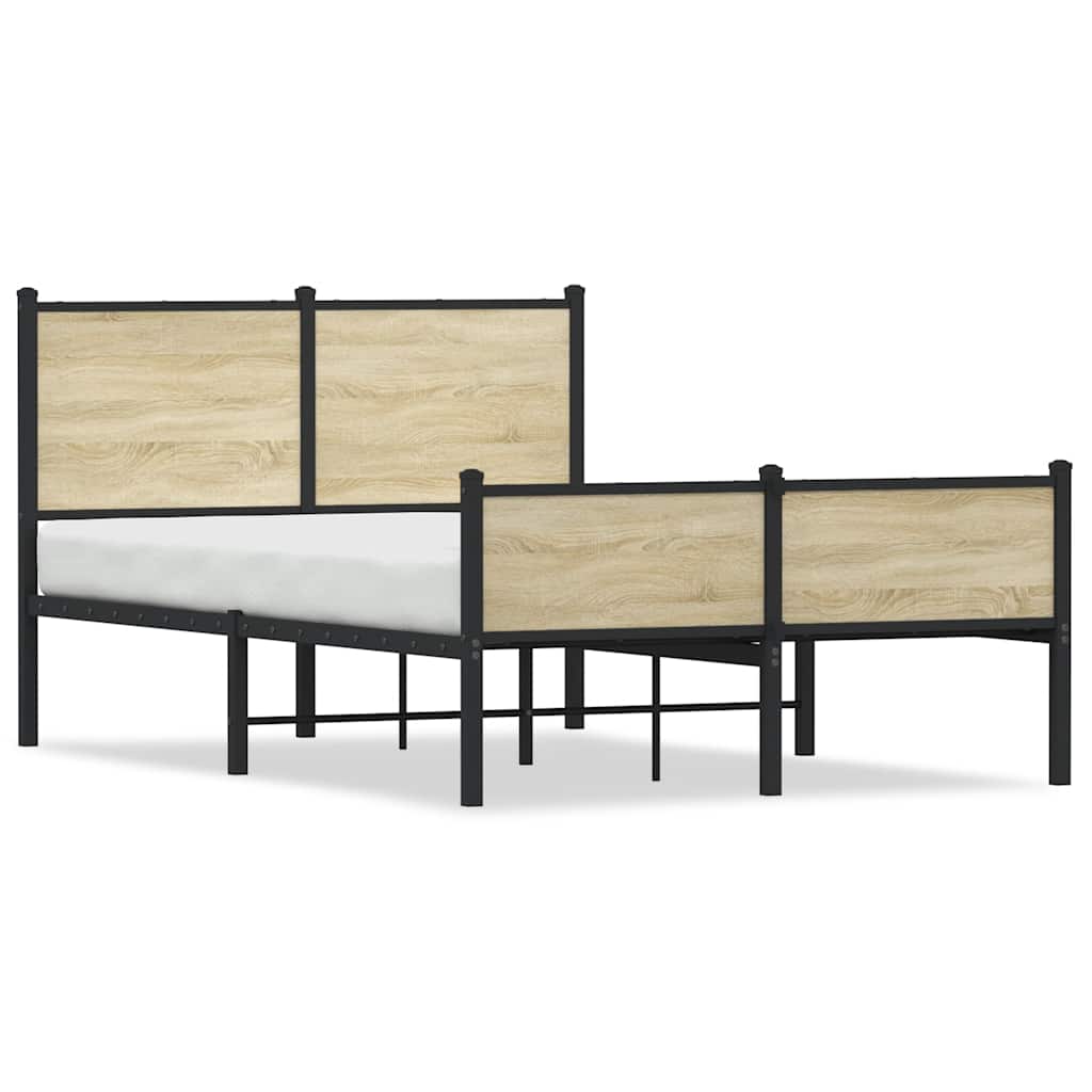 Sängram utan madrass metall sonoma-ek 120x190 cm