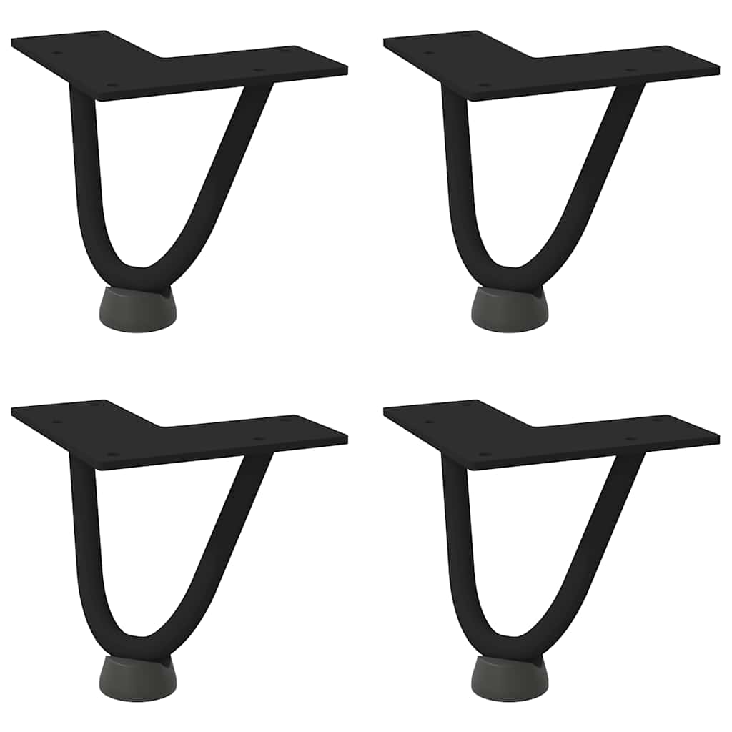 Hårnålsben för soffbord 4 st svarta 10 cm massivt stål