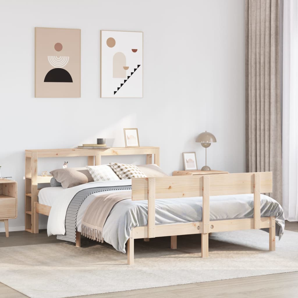 Sängram utan madrass 120x190 cm massiv furu