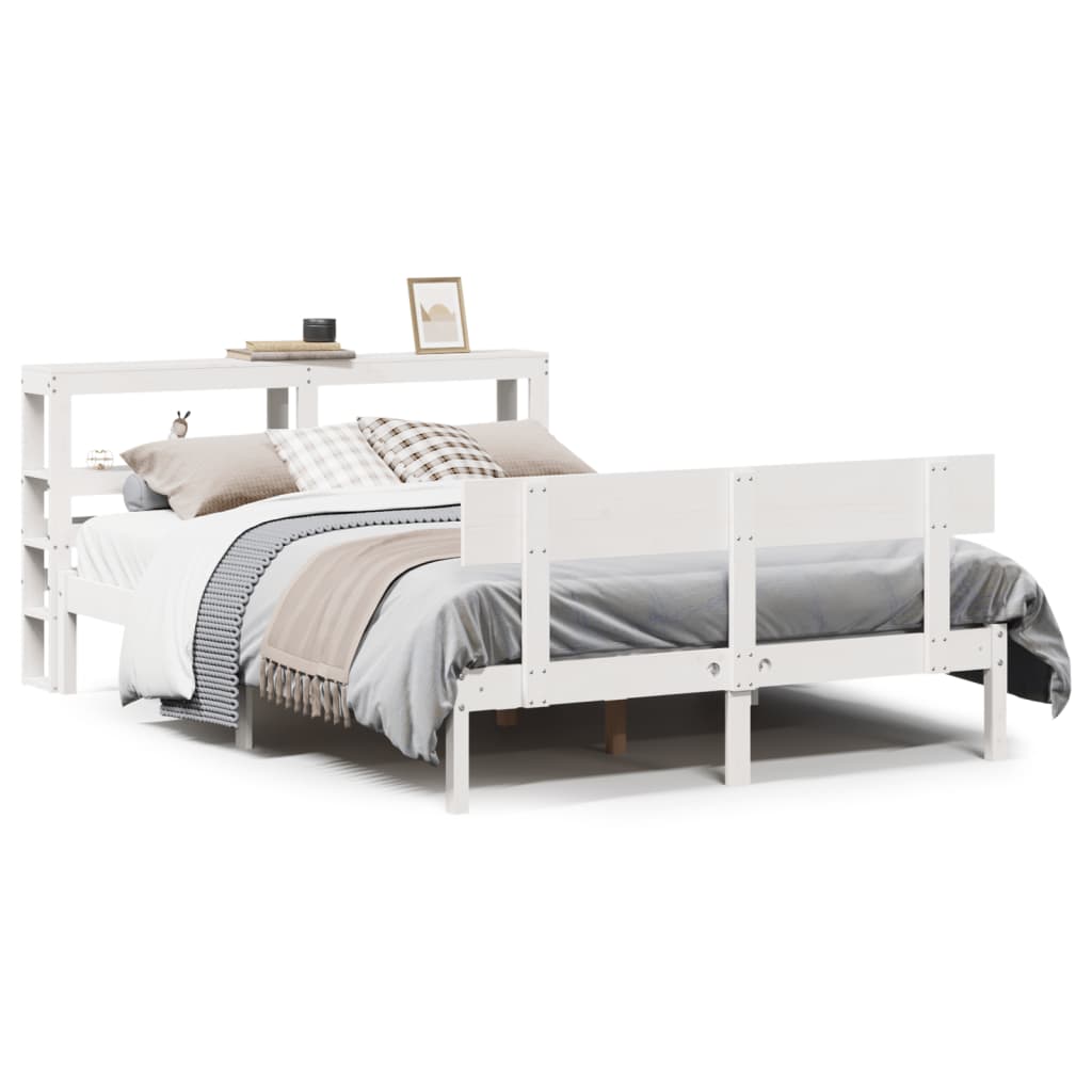 Sängram utan madrass vit 120x190 cm massiv furu