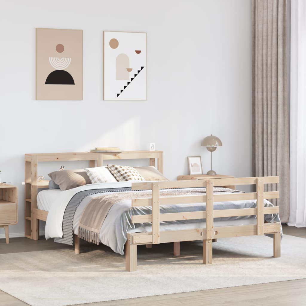 Sängram med huvudgavel 120x190 cm massiv furu