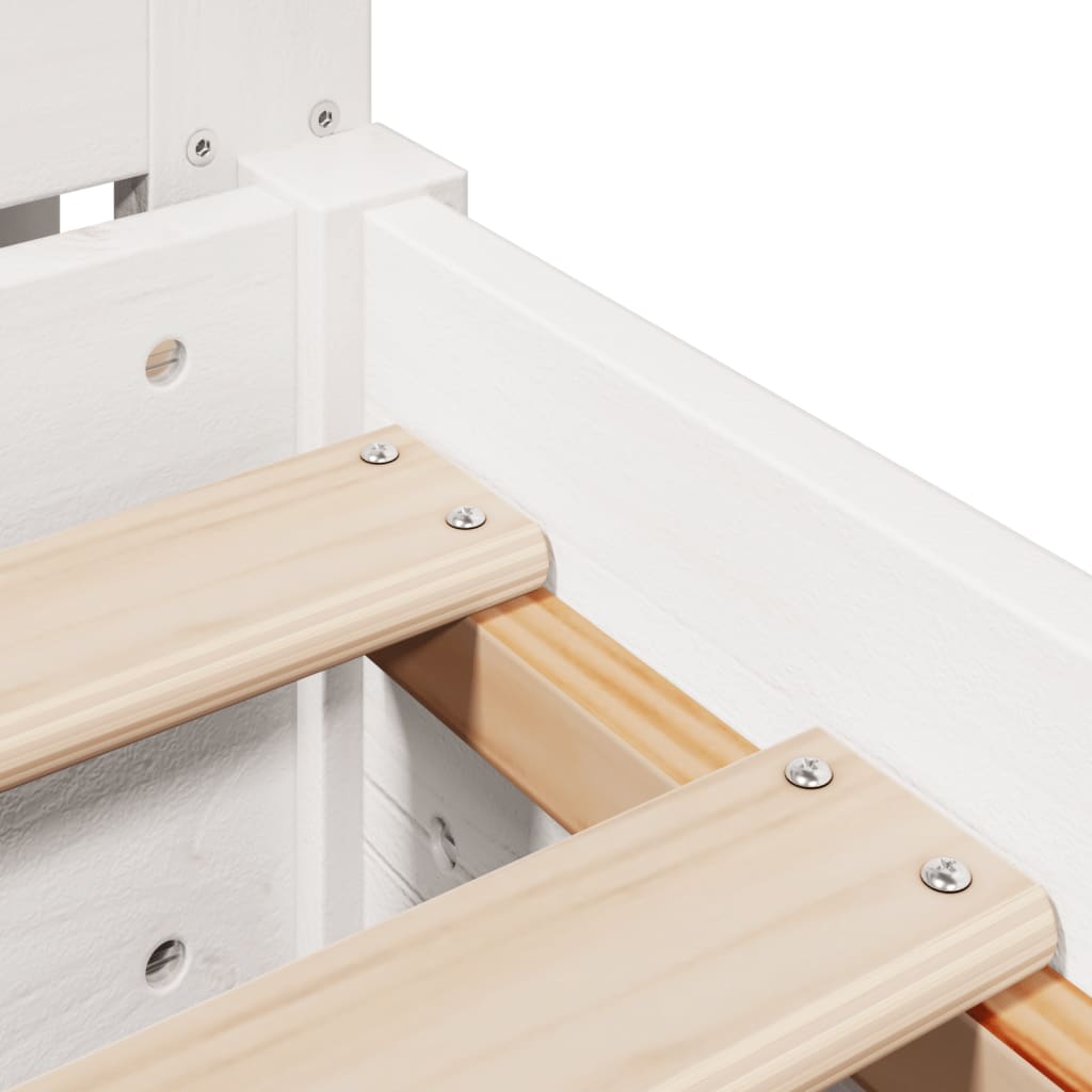 Sängram utan madrass vit 90x190 cm massiv furu