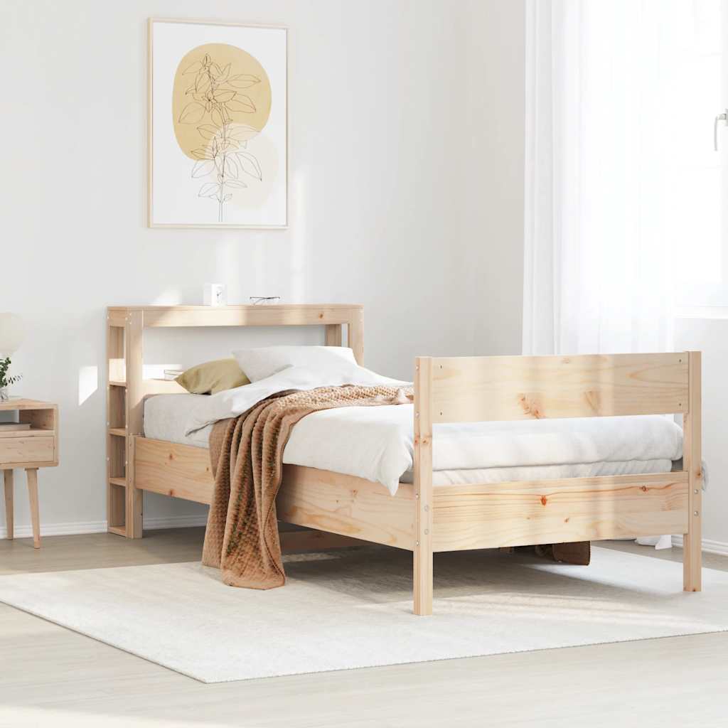 Sängram utan madrass 75x190 cm massiv furu