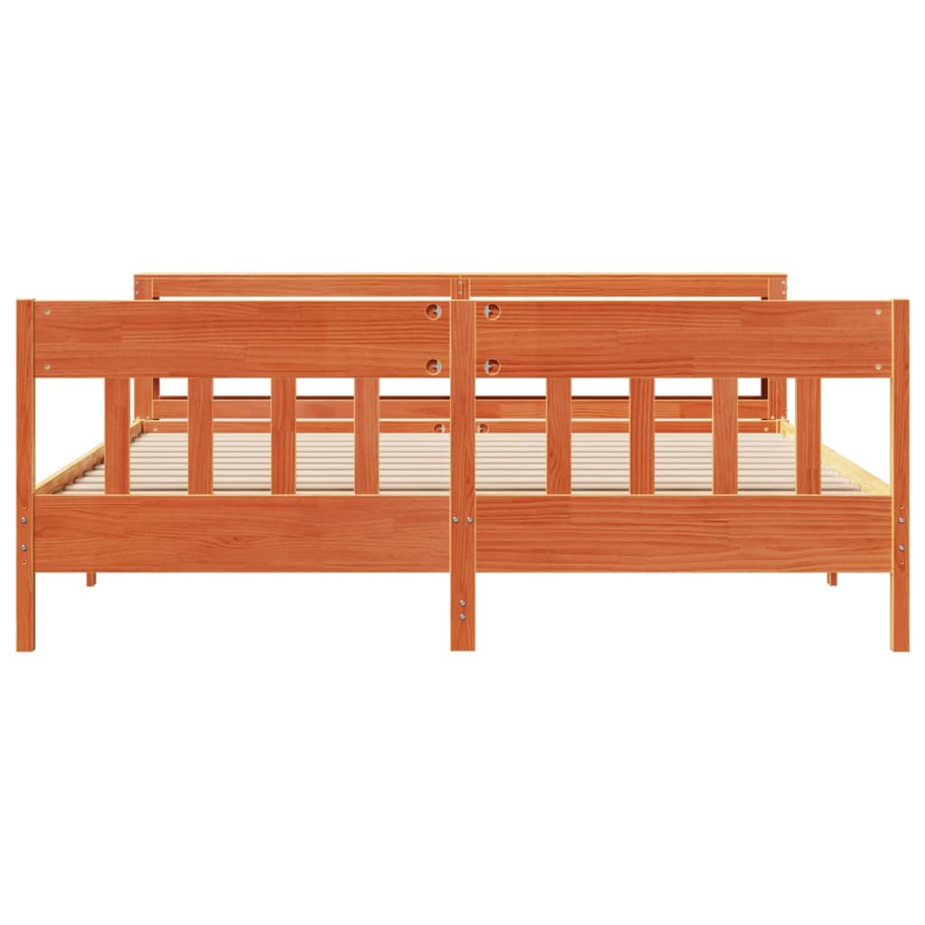 Sängram utan madrass vaxbrun 180x200 cm massiv furu