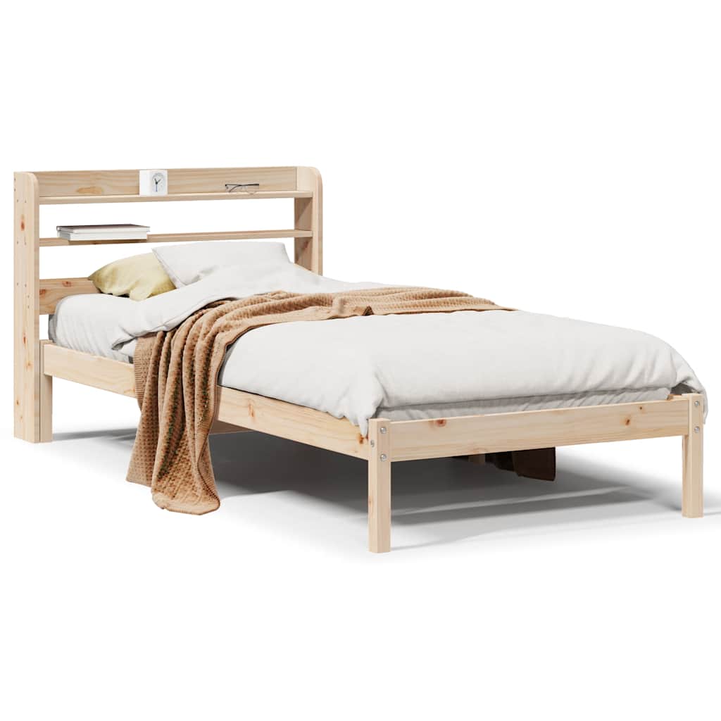Sängram utan madrass 75x190 cm massiv furu