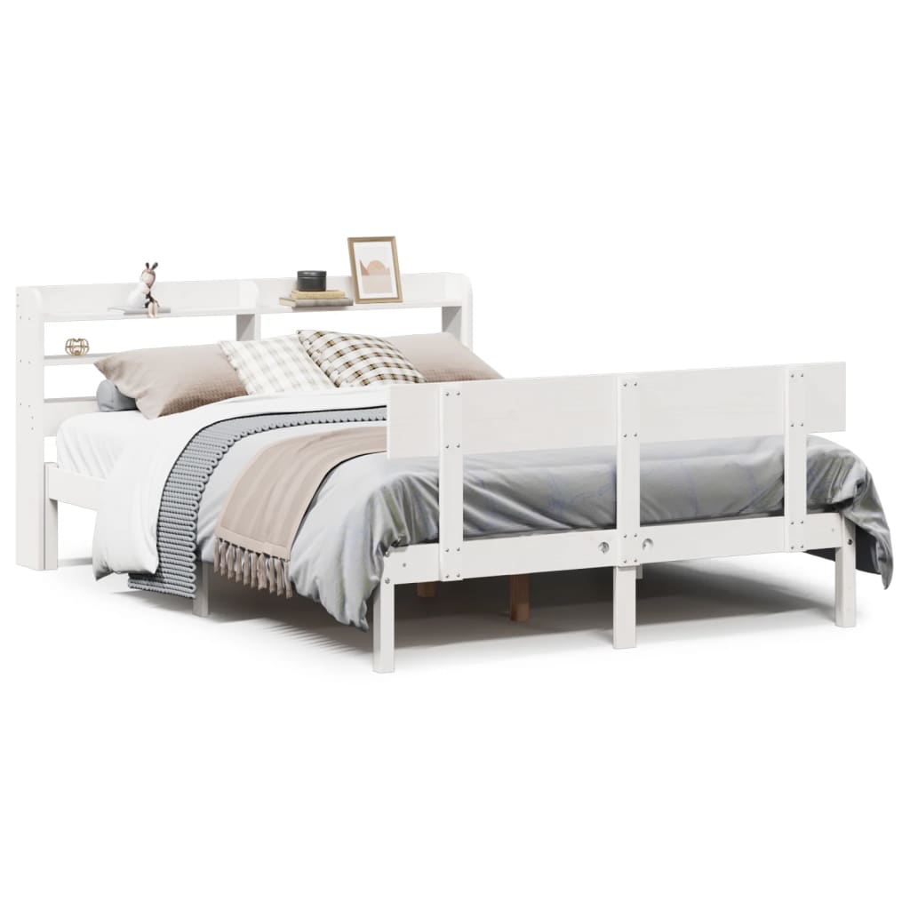 Sängram utan madrass vit 120x190 cm massiv furu