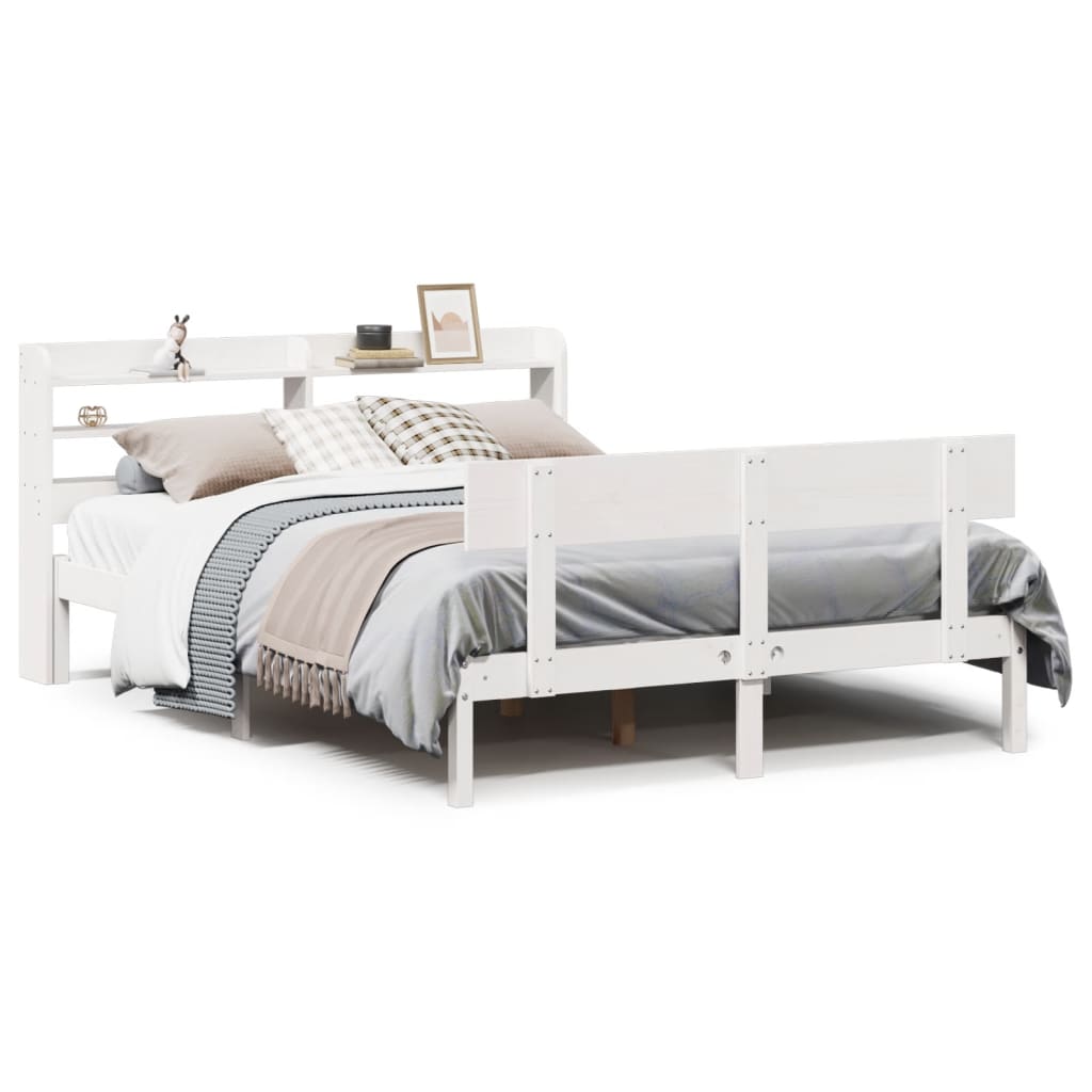 Sängram utan madrass vit 140x190 cm massiv furu