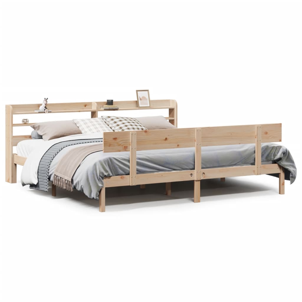 Sängram utan madrass 200x200 cm massiv furu