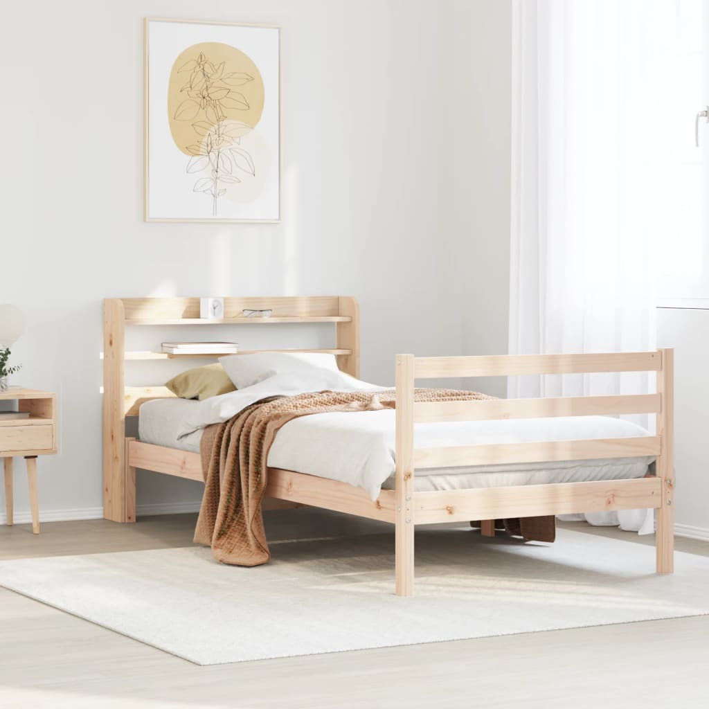 Sängram med huvudgavel 100x200 cm massiv furu