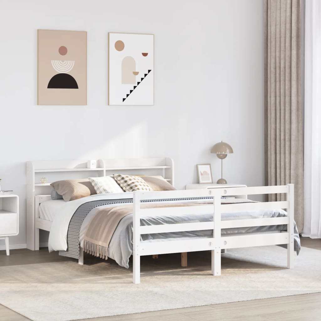 Sängram med huvudgavel utan madrass vit 140x200 cm