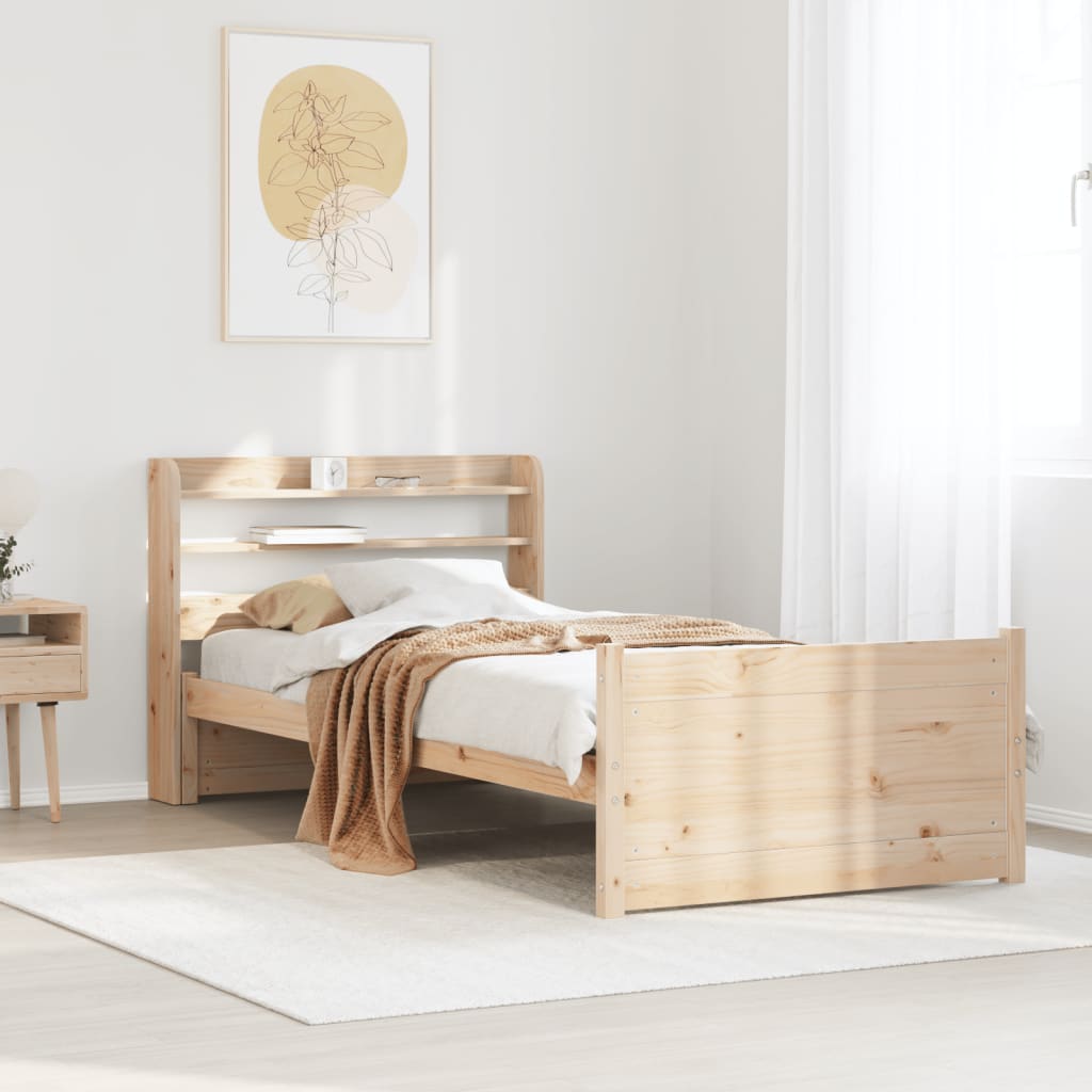 Sängram med huvudgavel 90x200 cm massiv furu