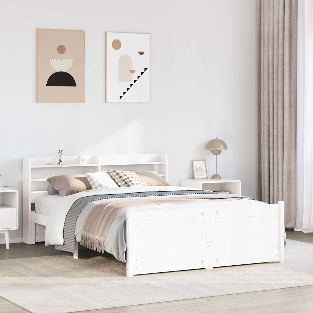 Sängram med huvudgavel utan madrass vit 140x200 cm