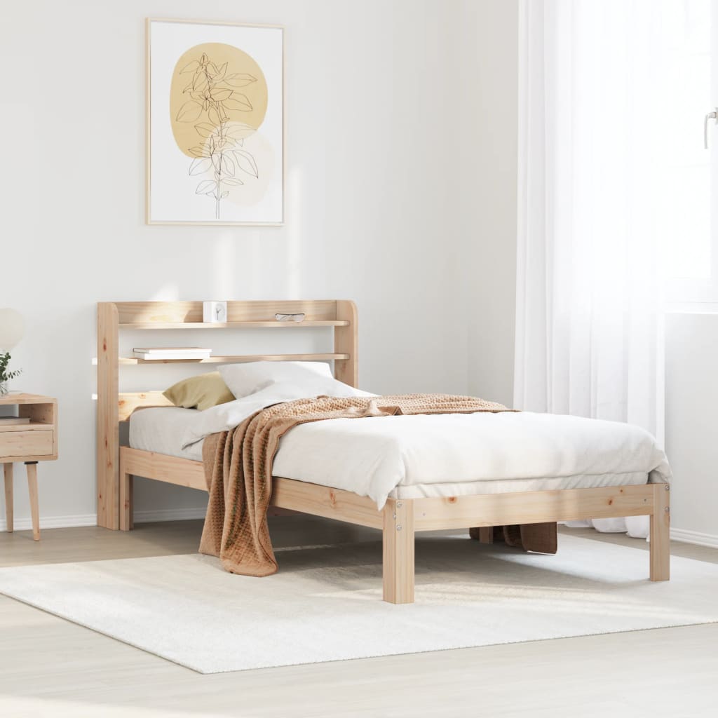 Sängram med huvudgavel 100x200 cm massiv furu