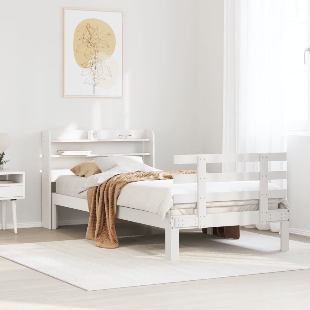 Sängram med huvudgavel utan madrass vit 90x190 cm