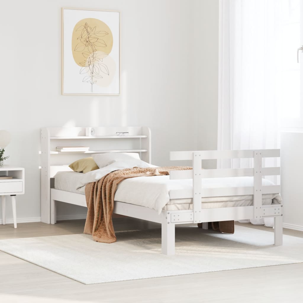 Sängram med huvudgavel utan madrass vit 90x200 cm