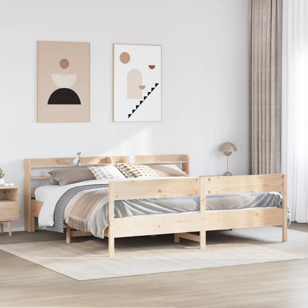 Sängram utan madrass 180x200 cm massiv furu