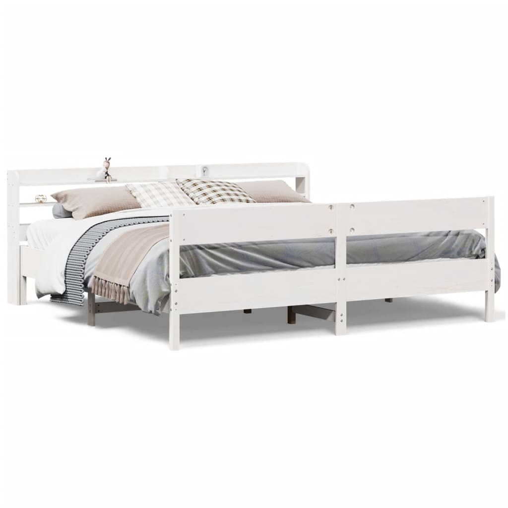 Sängram utan madrass vit 180x200 cm massiv furu