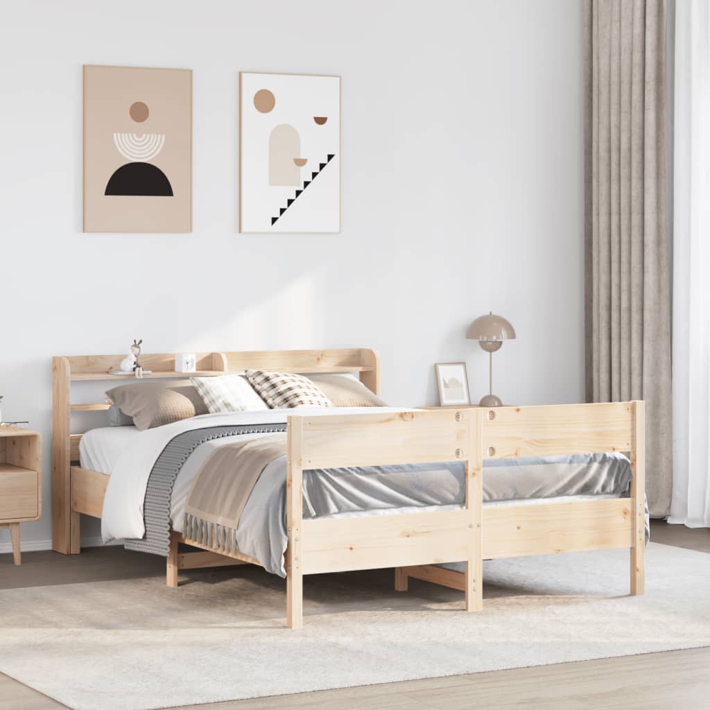 Sängram utan madrass 150x200 cm massiv furu