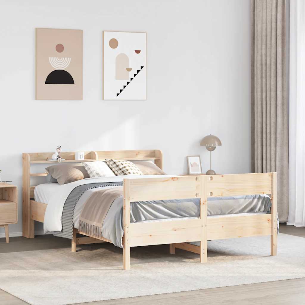 Sängram utan madrass 135x190 cm massiv furu
