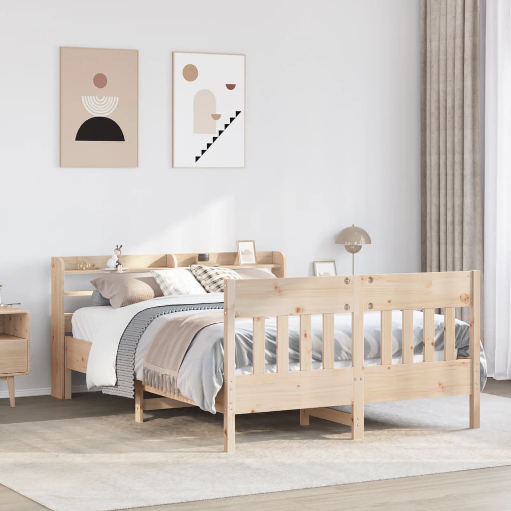 Sängram utan madrass 150x200 cm massiv furu
