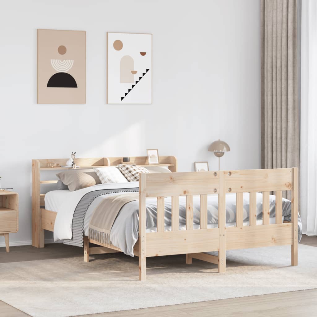 Sängram utan madrass 135x190 cm massiv furu