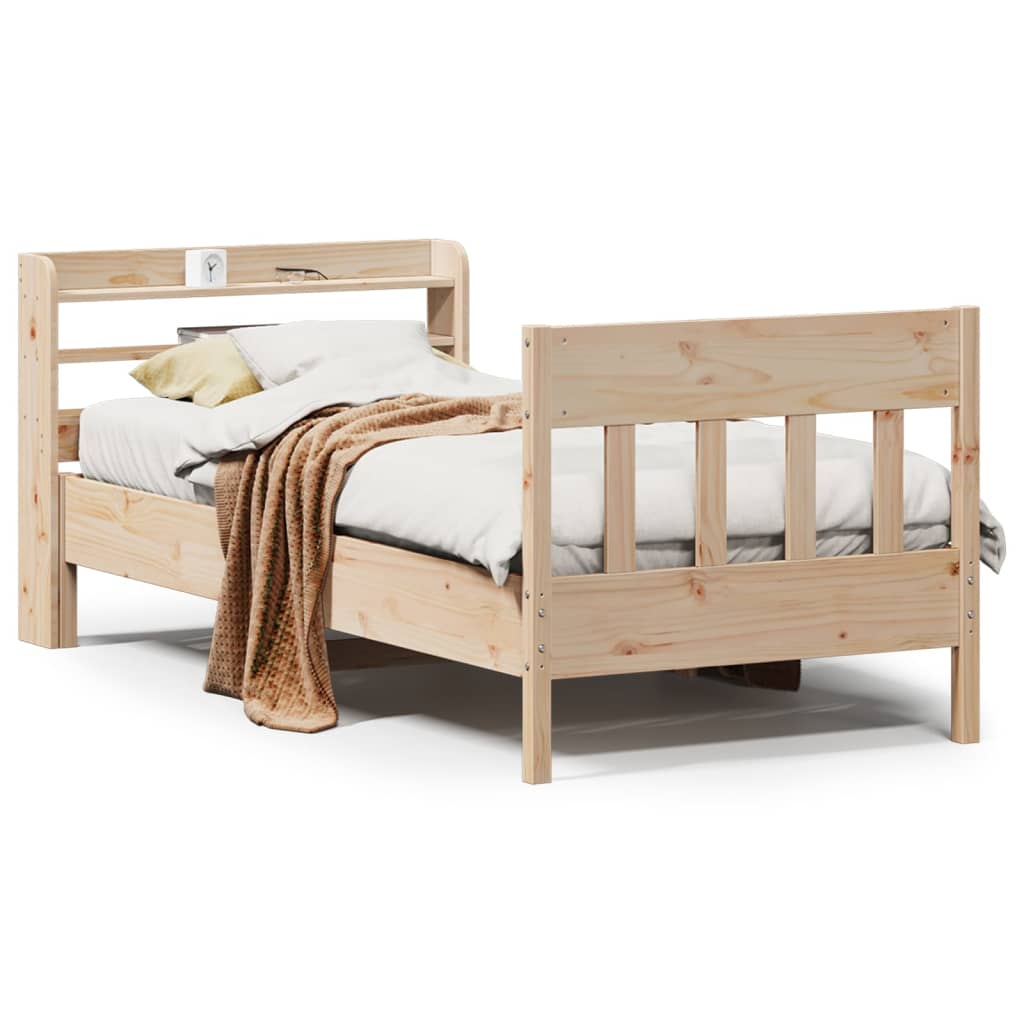 Sängram utan madrass 90x190 cm massiv furu