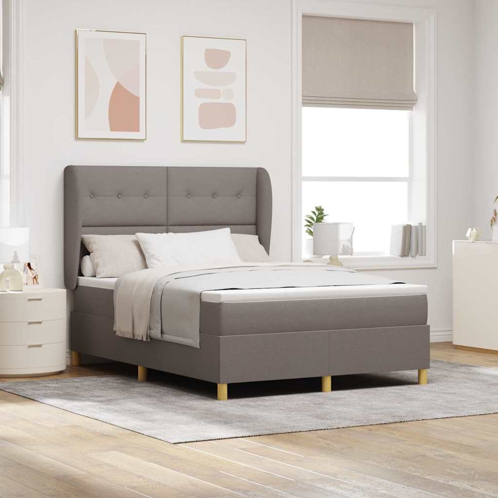 Bäddfjäder med huvudgavel Taupe 200 x 160 cm tyg