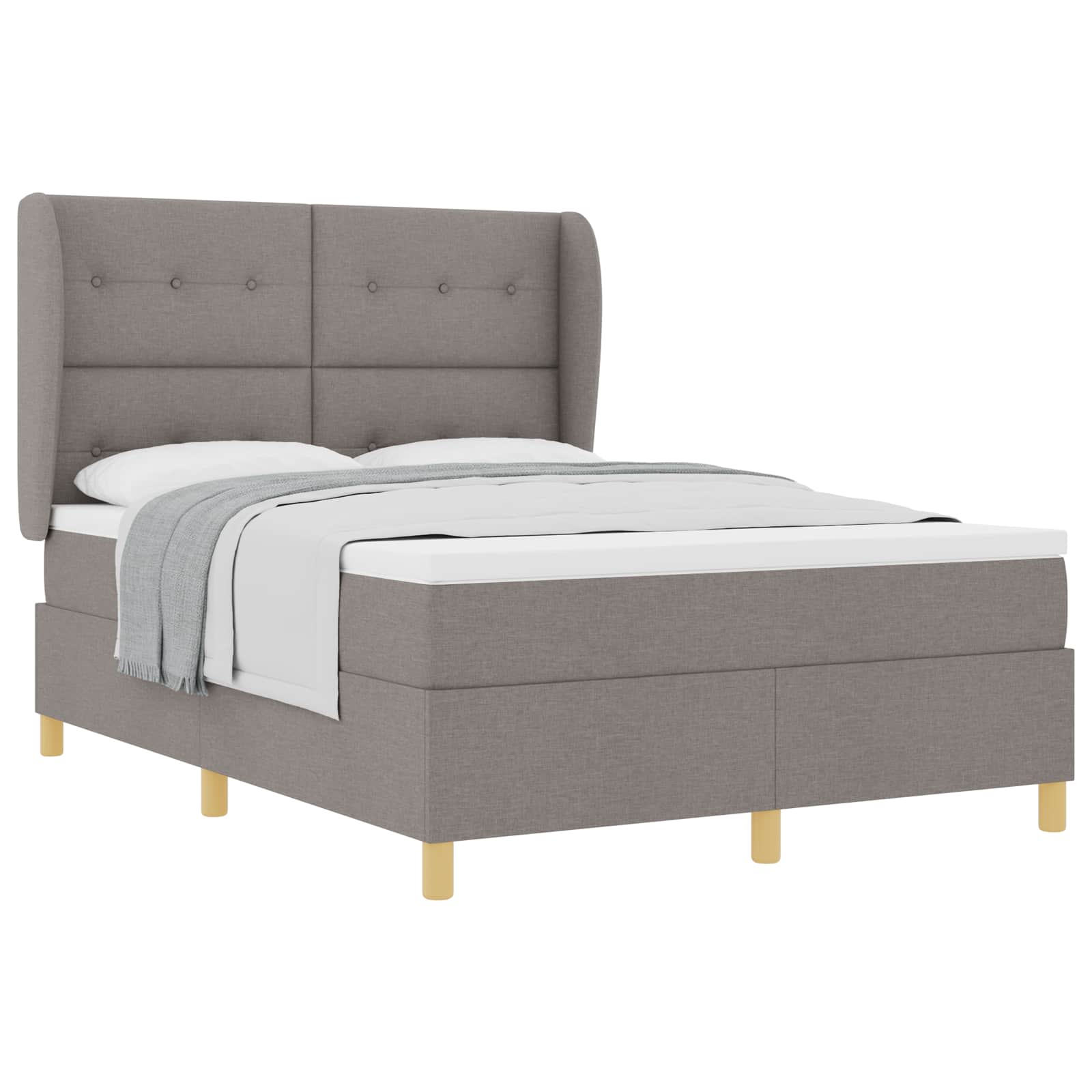 Bäddfjäder med huvudgavel Taupe 200 x 160 cm tyg