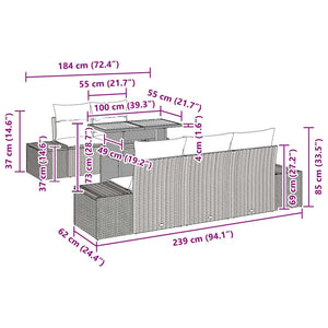 Trädgårdsmöbelset med kudde med kudde 6 pcs Grå och Brun
