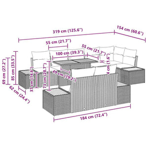 Trädgårdsmöbelset med kudde med kudde 9 pcs Beige och Grå