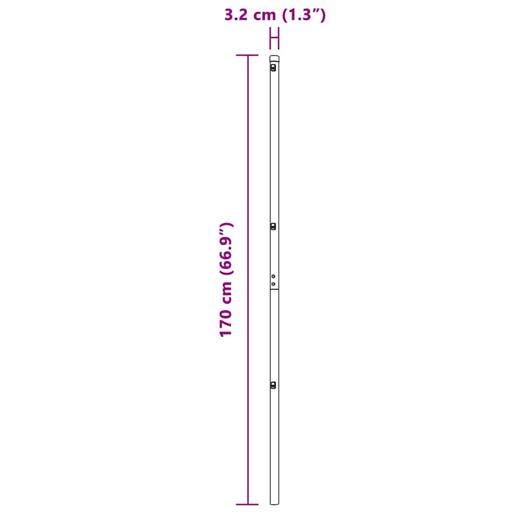Stängselstolpe 52 pcs Grå 3,2 x 3,2 x 170 cm
