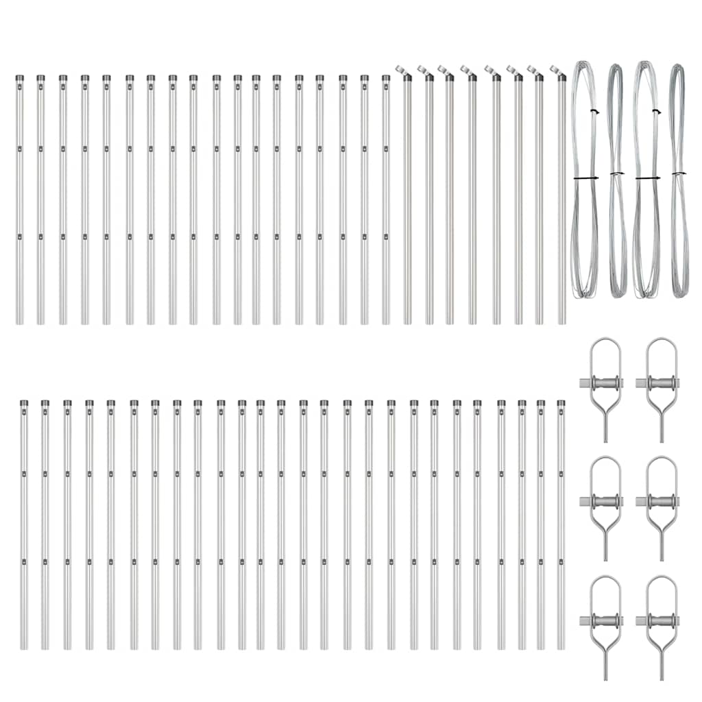 Stängselstolpe 52 pcs Grå 3,2 x 3,2 x 100 cm