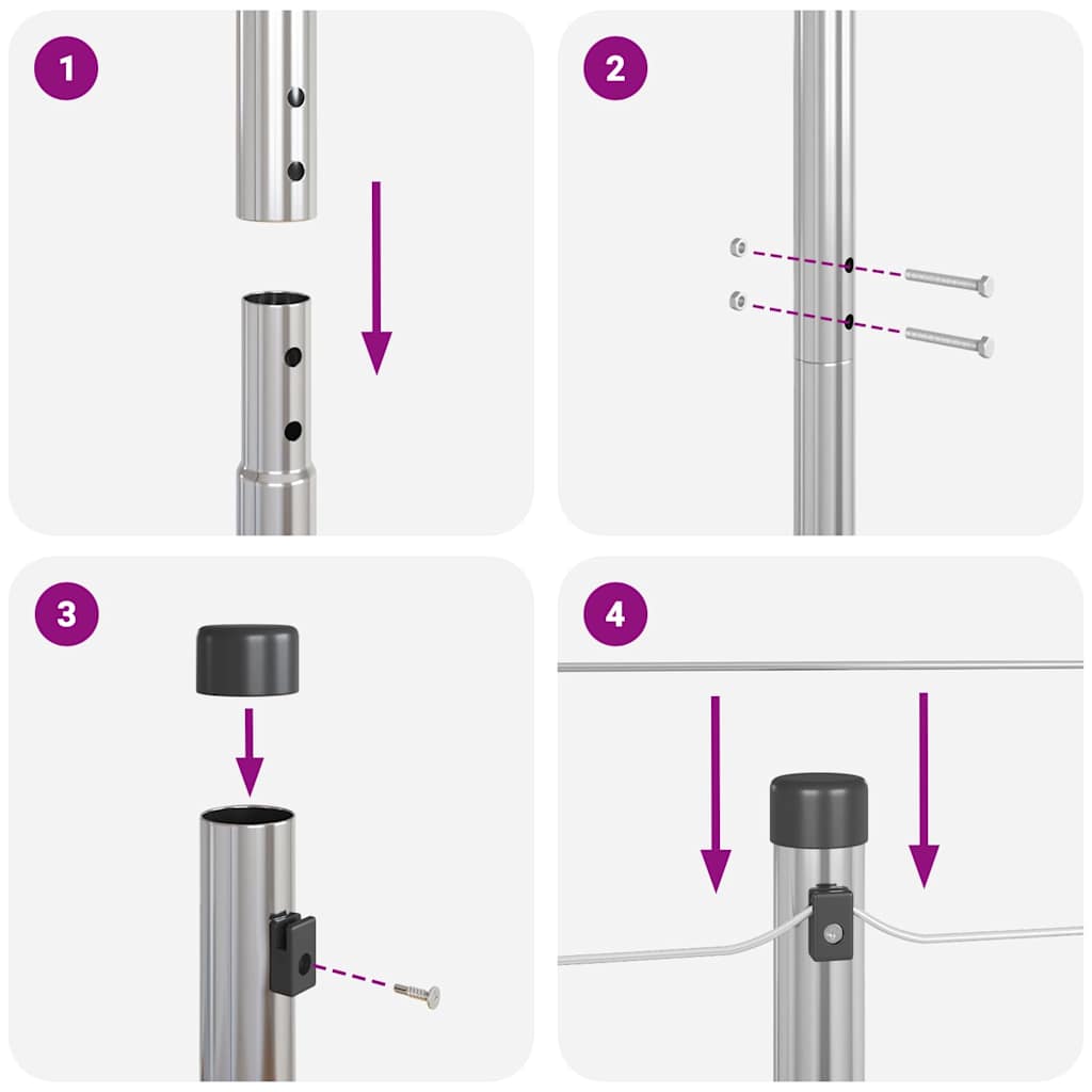 Stängselstolpe 26 pcs Grå 3,2 x 3,2 x 190 cm