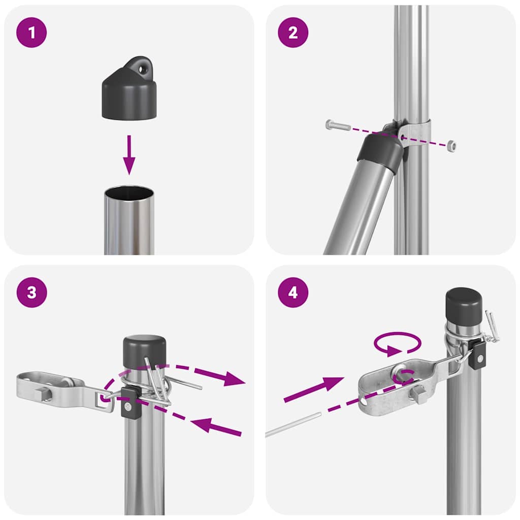 Stängselstolpe 26 pcs Grå 3,2 x 3,2 x 190 cm