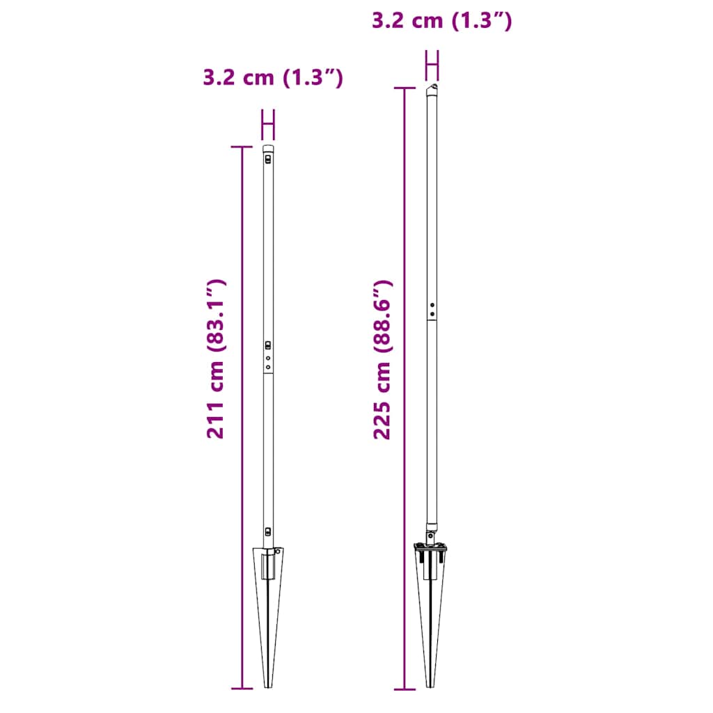 Stängselstolpe 52 pcs Grå 3,2 x 3,2 x 180 cm