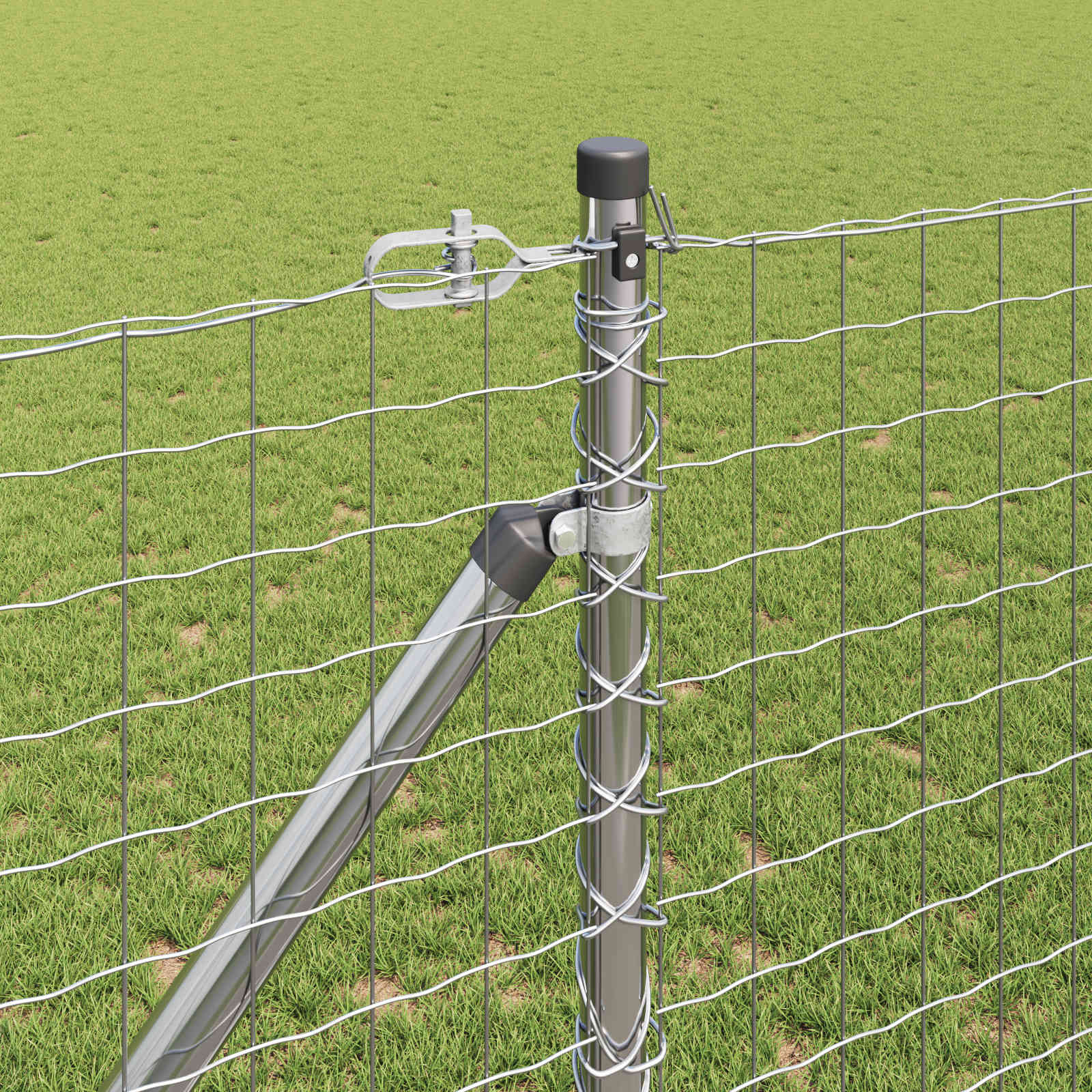 Stängselstolpe 52 pcs Grå 3,2 x 3,2 x 140 cm