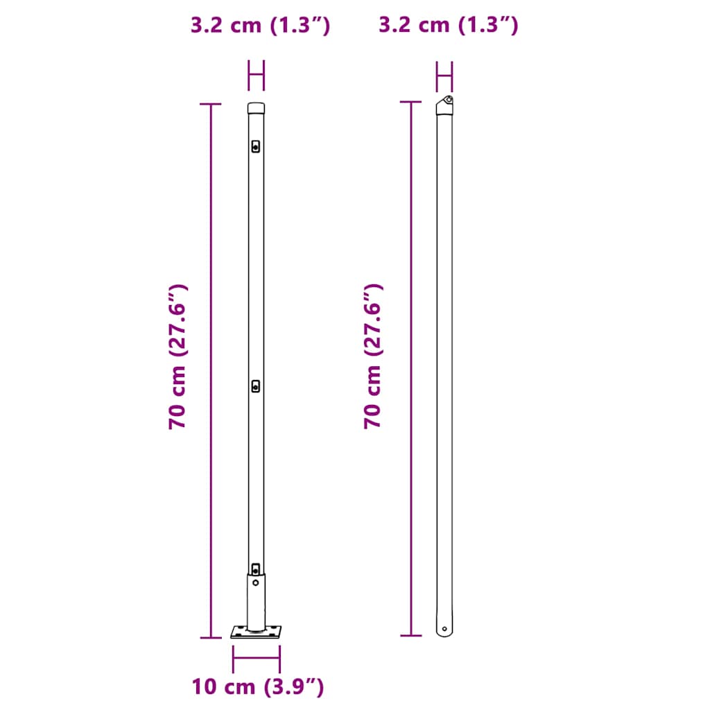 Stängselstolpe 52 pcs Grå 3,2 x 3,2 x 70 cm