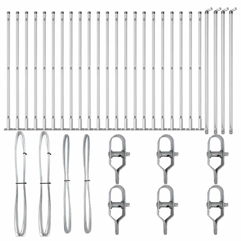 Stängselstolpe 26 pcs Grå 3,2 x 3,2 x 110 cm