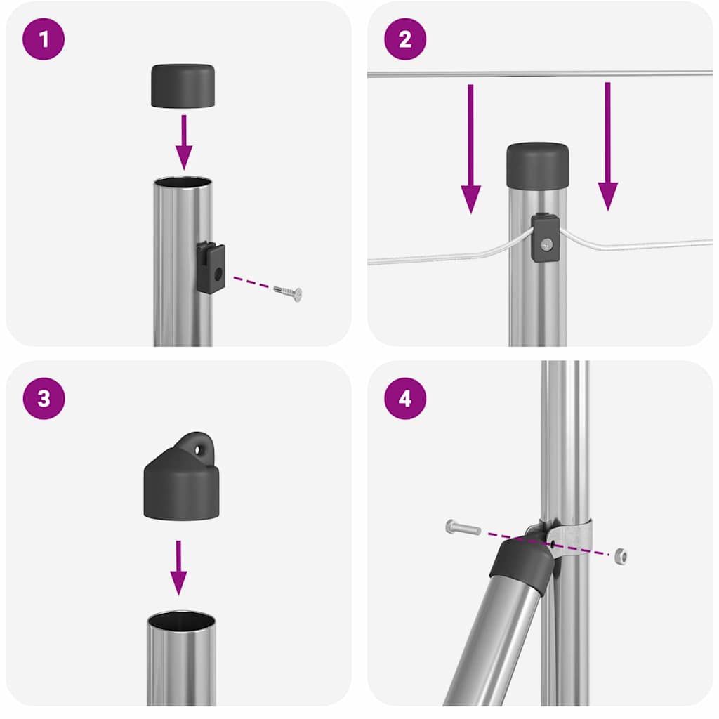 Stängselstolpe 26 pcs Grå 3,2 x 3,2 x 110 cm