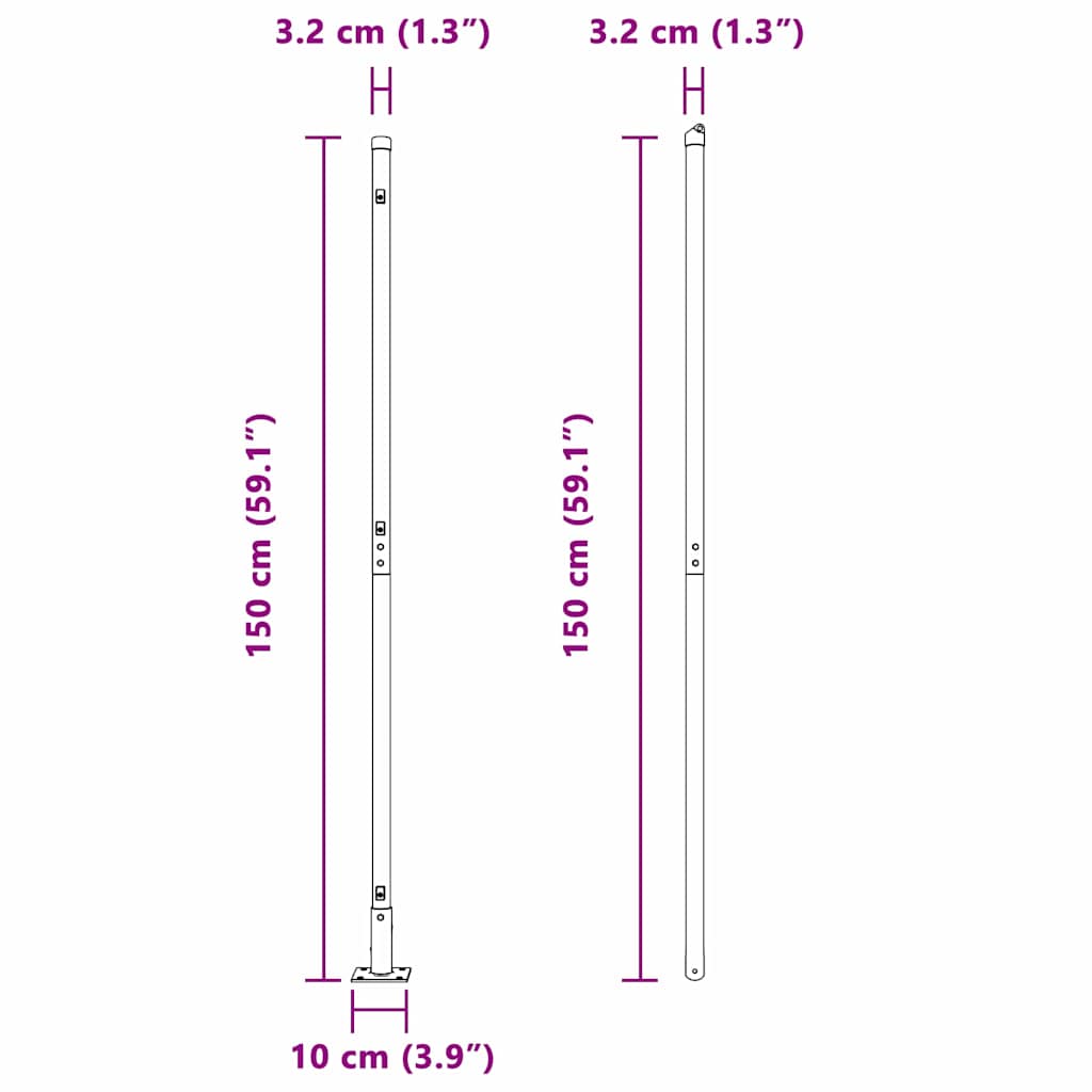 Stängselstolpe 26 pcs Grå 3,2 x 3,2 x 78,5 cm