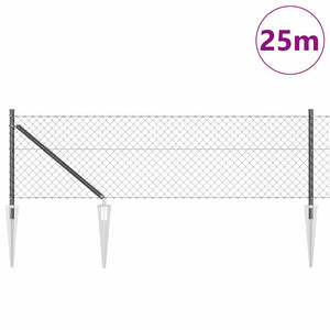 Stängselstolpe Grå 25 x 0,6 m (40 x 40 mm nät) Stål och PVC