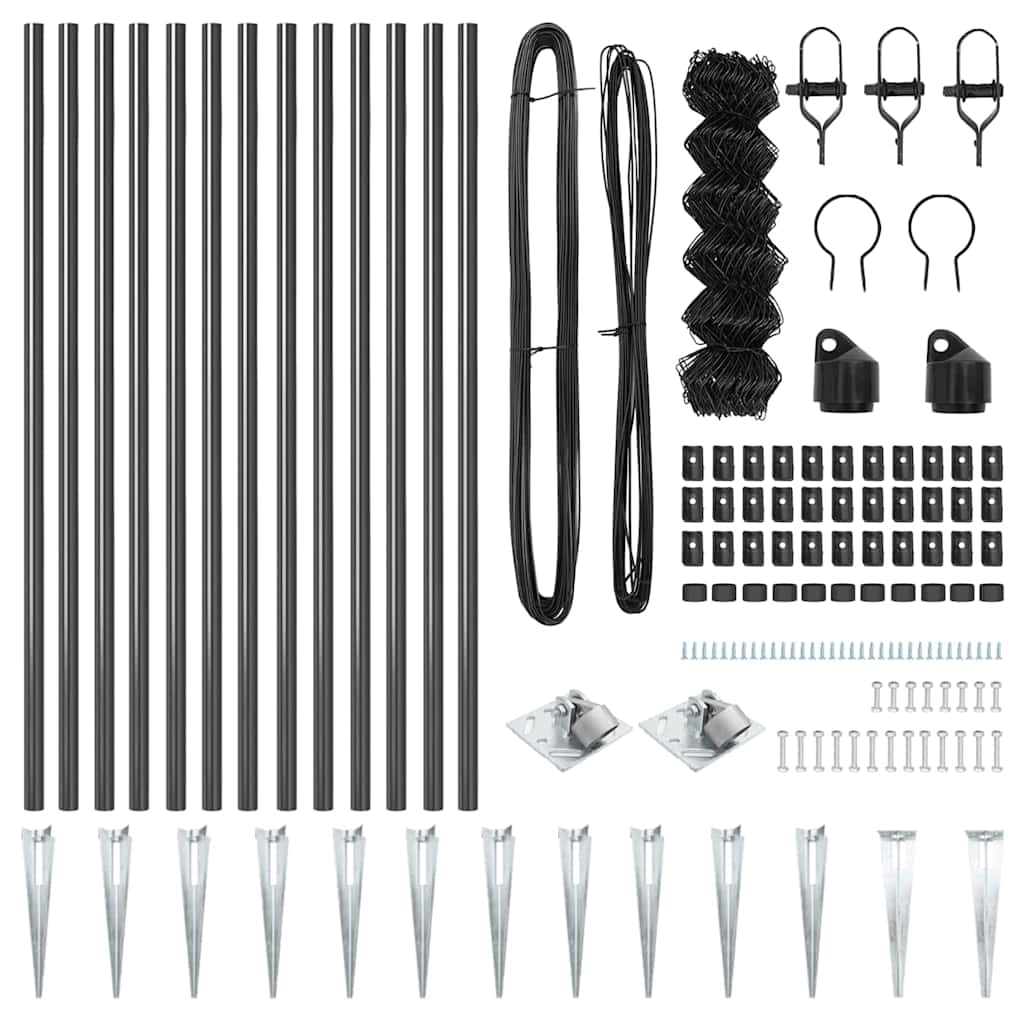 Stängselstolpe Grå 25 x 0,8 m (60 x 60 mm nät) Stål
