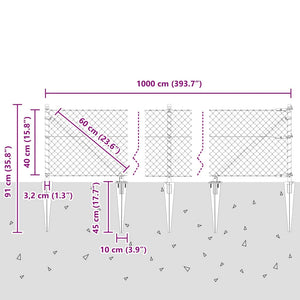 Stängselstolpe Silver 10 x 0,4 m (40 x 40 mm mask) Stål