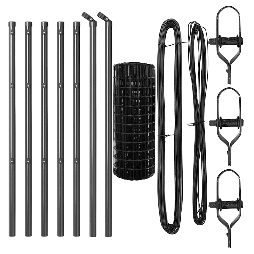 Stängsel med stolpe Grå 0,8 x 10 m Stål och PVC