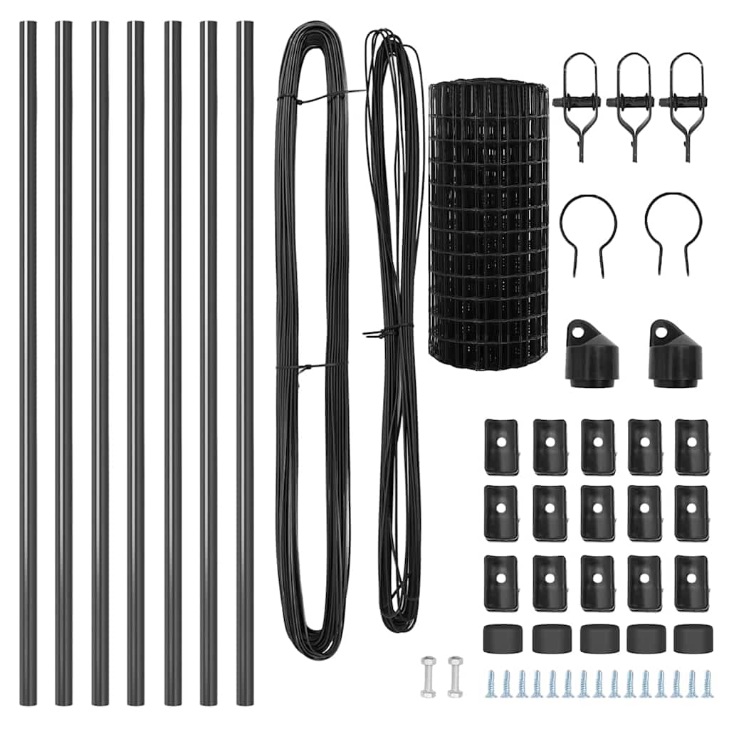 Stängsel med stolpe Grå 0,8 x 10 m Stål och PVC