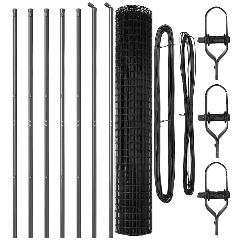 Staket med stolpar Grå 1.6 x 10 m Stål