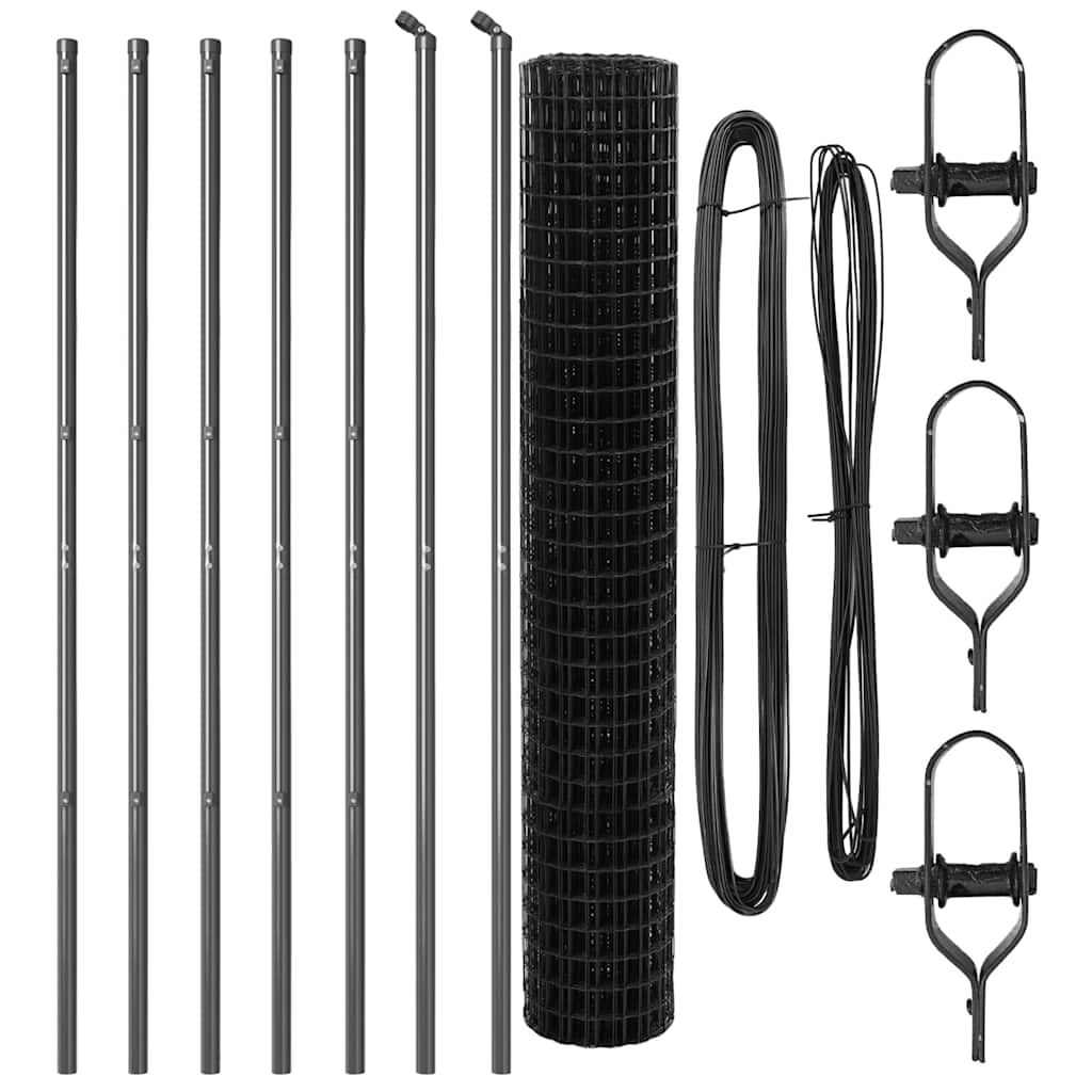 Stängsel med stolpe Grå 1,5 x 10 m Stål