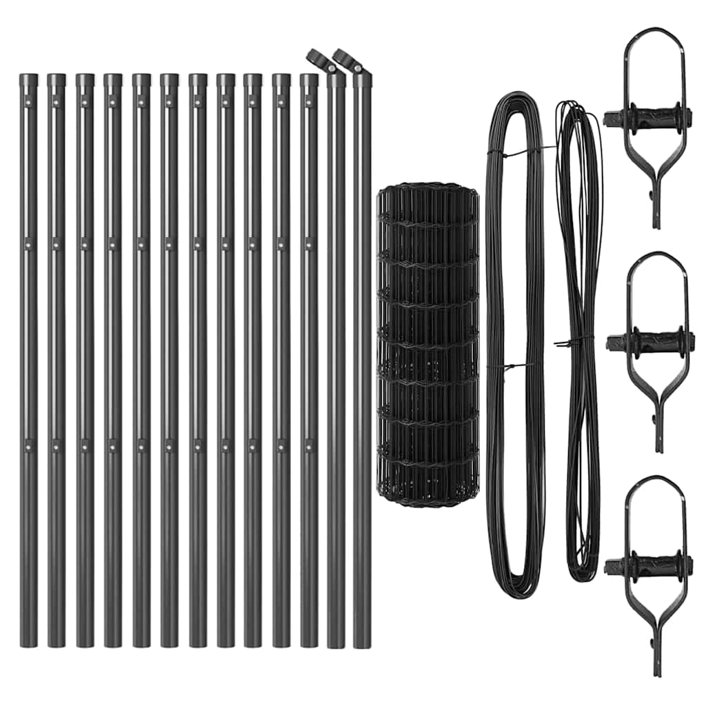 Stängsel med stolpe Grå 0,6 x 25 m Stål och PVC