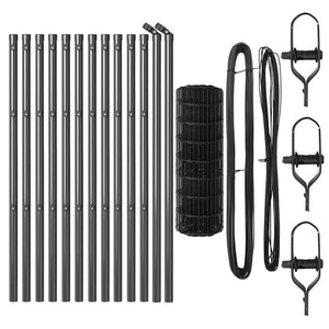 Stängsel med stolpe Grå 0,6 x 25 m Stål och PVC